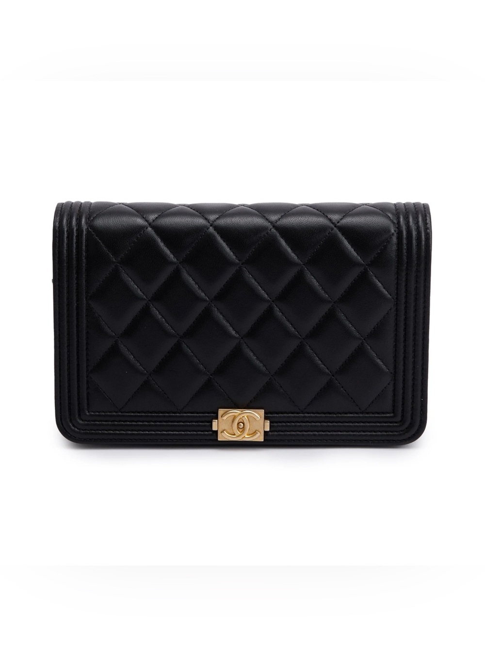 Black Quilted Small Bag with Gold Hardware